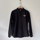 Harley Davidson Shirt Men Medium Black Orange Patch Embroidered Logo Spell Out