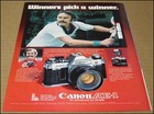 1979 Canon Ae-1 Camera Print Ad Advertisement Vintage John Newcombe Tennis