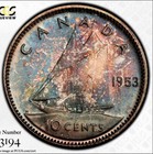 Canada  1953 Elizabeth Ii Ten Cent  10 Cents  Pcgs Ms 66  No Strap 