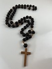 Vintage Wooden Rosary Large Wood Bead Catholic Rosary Crucifix Religious Art