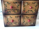 Vintage Wooden Small 4 Drawer Wood Sewing Box Caddy