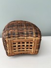 Vintage Handmade Woven Wicker Basket Two-tone Gathering Market Basket W  Handle