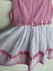 Vintage Handmade Pink Gingham Toddler - Around Size 5t Dress With Yo-yos