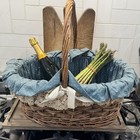 Vintage Oval Wicker Storage Basket With Handle Lace Bows Floral Extra Large    