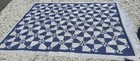 Large Vintage Hand Stitched Star Quilt Blue White 95x85 Lemoyne Star Americana