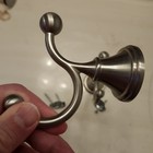 Set Of 2 Brushed Nickel Dual Prong Robe   Towel Hooks