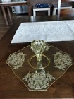 Vntg Elegant Yellow Depression Glass Sandwich Platter