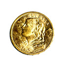 1915 Swiss 20 Francs Fine Gold Coin  helvetia   Bu  0 1867 Ounce