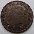 1858 Canada Large Cent One Cent Queen Victoria Km-1 Holed Damaged Key Date