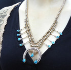 Robert Begay Rb Sterling Silver Turquoise Squash Blossom Naja Necklace Navajo