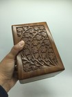 Vintage Intricate Hand Carved Wood Wooden Box Keepsake Trinket Box Flowers Plant