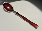 Vtg Norway Einar Modahl Sterling Silver Red Guilloche Enamel Demitasse Spoon 4   