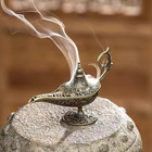 1pc Antique Magic Lamp Incense Burner Alloy Cone Holder Arabic Home Zen Decor