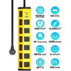 6-outlets 1200j Power Strip Surge Protector  Flat Plug 6ft Extension Power Cord