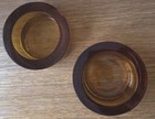 Pair Amber Glass Wine Coasters Contemporary 4 5 8  Diameter