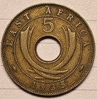 1935 East Africa 5 Cents - Uncommon Coin