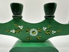 Vintage Hand Painted Green Wooden Candelabra 5 5  Tall X 12  Long Design Sweden