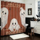 Vintage Funny Halloween Shower Curtain Cute Ghost Shower Curtain 72 X 72 In
