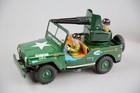 Vintage Willys Army Military Jeep Tin Toy Friction Car W  Box 1950s Japan Nos