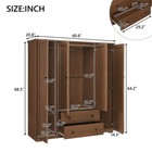 Wood Wardrobe Armoire Closet 4 Door Brown Bedroom Storage With 2 Drawers