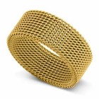 Genuine 18k Yellow Gold Filled Hypoallergenic Flexible 9mm Mesh Band Ring Size 6
