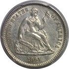 1861 0 H10c Seated Liberty Half Dime  Pcgs Au-58