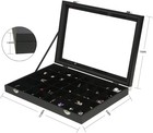 Black 40 Grid Jewelry Organizer Display Box With Transparent Lid Velvet Earri   