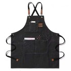 Heavy Duty Canvas Chef Apron With Cross-back Straps Adjustable Bib For Bbq 