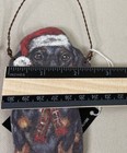 Dachshund Red Santa Hat Dog Holiday Christmas Wood Ornament Wire Hanger New 2