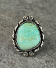 Old Vintage Native American Navajo High Grade Turquoise Twisted Sterling Ring 8