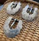 Vintage Vogt Sterling Silver Overlay Buckle Belt Cowboy Western Lady Horse Tack