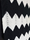 Vintage 1970s Black White Chevron Afghan Throw Blanket Zig Zag Stripes Fringe