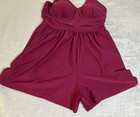 Swimming Swim Shorts Romper Built In Bra Pockets Modest Swimsuit Xl Burgundy Nwt