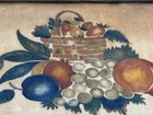 Antique 19th Century Framed Theorem Painting On Velvet Fruit Basket Still Life