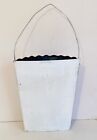Distressed White Tin Metal Wall Or Door Hanging Large Basket Farmhouse Cottage