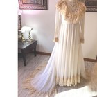 Vintage Victorian Lace Gown Wedding Dress Train Edwardian Lace Cream No Zipper