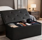 Black Tufted Storage Ottoman Bench  Lift-up Lid  43 X 15 2 X 15 2 In
