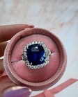 7 63 Ct Cushion Cut Natural Sapphire Diamond Engagement Ring 14k Real White Gold