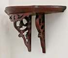 Pair 19th C  Antique Carved  Solid Walnut Wall Bracket Shelves 