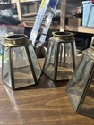 Beveled Stained Glass   Brass Lamp Shade 2 1 8    Fitter Hexagonal Shade Lot Of 4