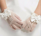 Flower Baby Girls Bow Tie Lace Party Ivory Gloves