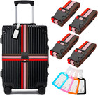 Luggage Straps And Tags Set For Suitcase  4 Vibrant Color Straps And 4 Tags