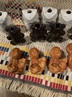 3  Tall Vintage Ceramic Macrame Beads Owls Bears Monkey Lot 12 Excellent