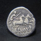 150 Bc Roman Republic Silver Denarius Coin Decimus Flavus Roma - Fine