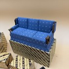 Vintage Concord Miniatures Blue Floral Dollhouse Sofa Couch Chair End Table 1 12