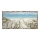 Beach Canvas Print Artwork Coastal Ocean Blue Abstract 40  X 20  Framed Beach