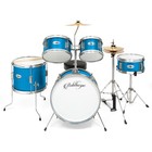 Open Box - 5-piece Junior Drum Set With Brass Cymbals - Beginner Kit - Blue