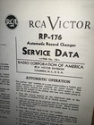 Rca Victor Rp-176 Service Data Sheet Parts List Record Changer