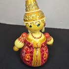 Signed Vintage Wooden Hand Painted Matryoshka Linden Russian Doll Folk Art