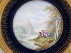 Antique Hand Painted Cobalt Blue Gold Encrusted Cabinet Plate Signed L  Saquet